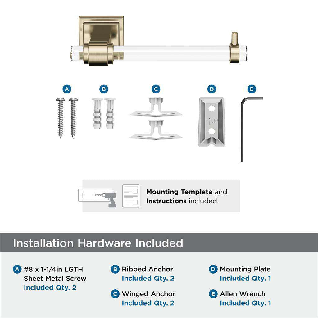 AMEROCK Glacio Single Post Toilet Paper Holder in Clear and Golden Champagne BH36061CBBZ Installation Hardware