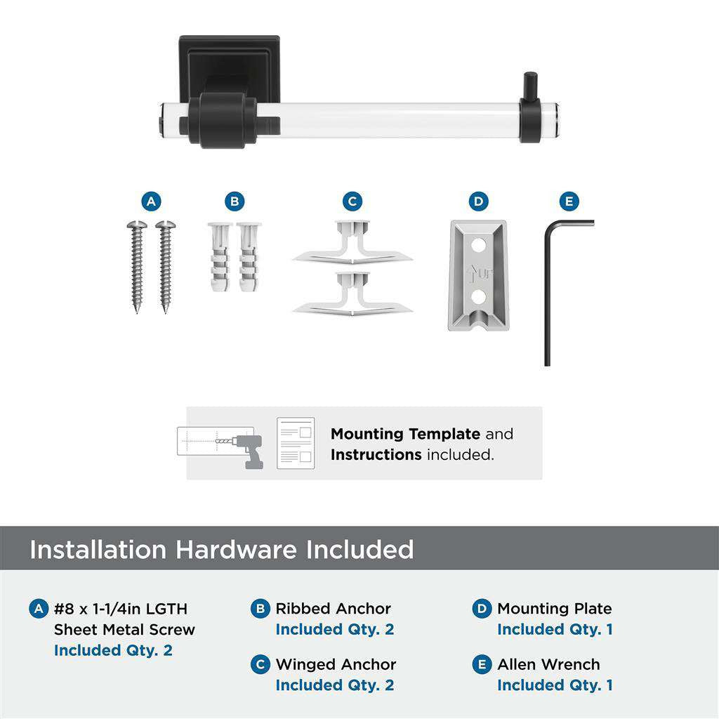 AMEROCK Glacio Single Post Toilet Paper Holder in Clear and Matte Black BH36061CMB Installation Hardware