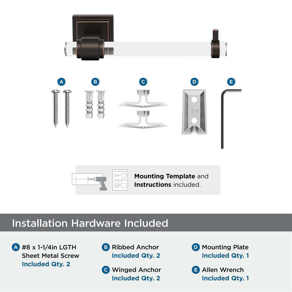 AMEROCK Glacio Single Post Toilet Paper Holder in Clear and Oil Rubbed Bronze BH36061CORB Installation Hardware