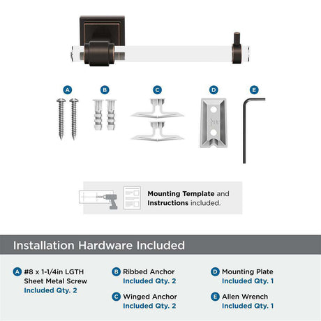 AMEROCK Glacio Single Post Toilet Paper Holder in Clear and Oil Rubbed Bronze BH36061CORB Installation Hardware
