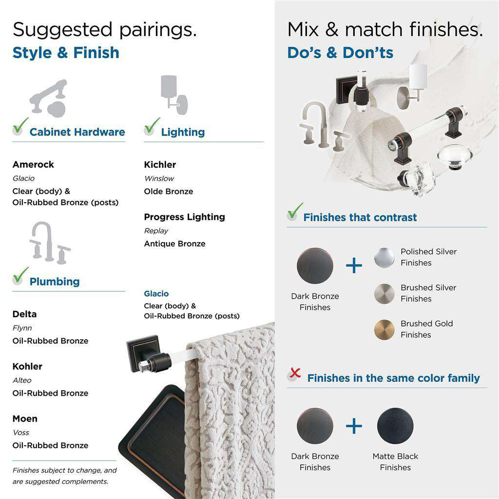 AMEROCK Glacio Single Post Toilet Paper Holder in Clear and Oil Rubbed Bronze BH36061CORB Pairings