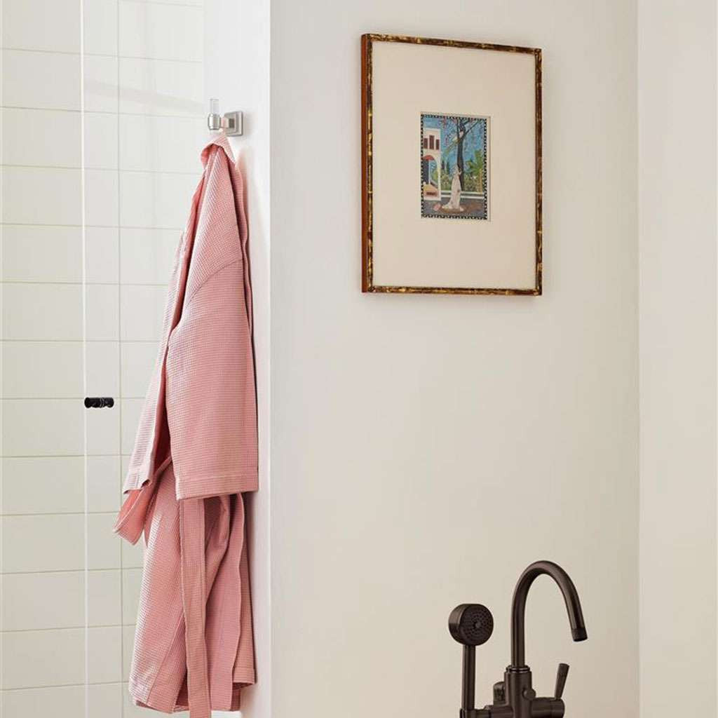 Amerock Glacio Single Prong Hook in Clear and Brushed Nickel BH36060CG10 in Brown Bathroom