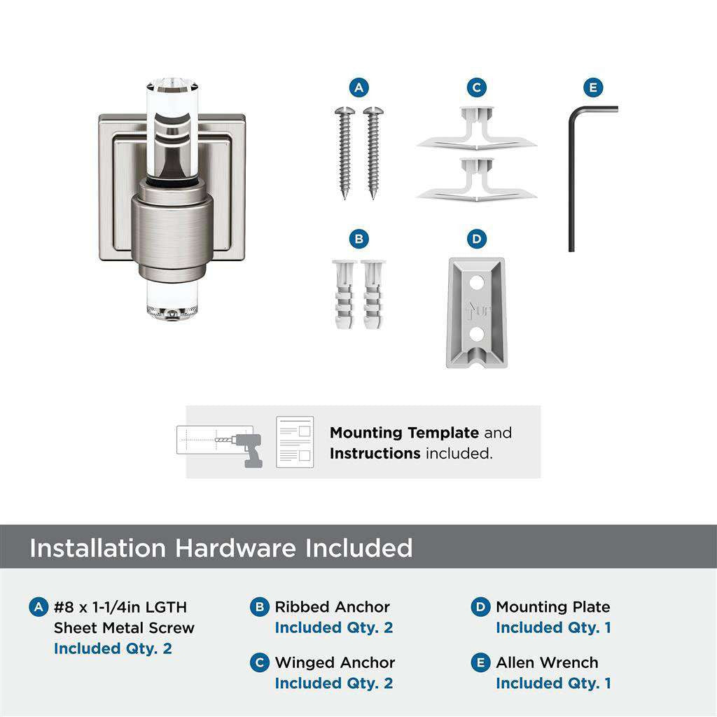 Amerock Glacio Single Prong Hook in Clear and Brushed Nickel BH36060CG10 Installation Hardware