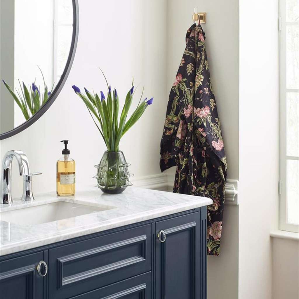 AMEROCK Glacio Single Prong Hook in Clear and Champagne Bronze BH36060CCZ in Blue Bathroom