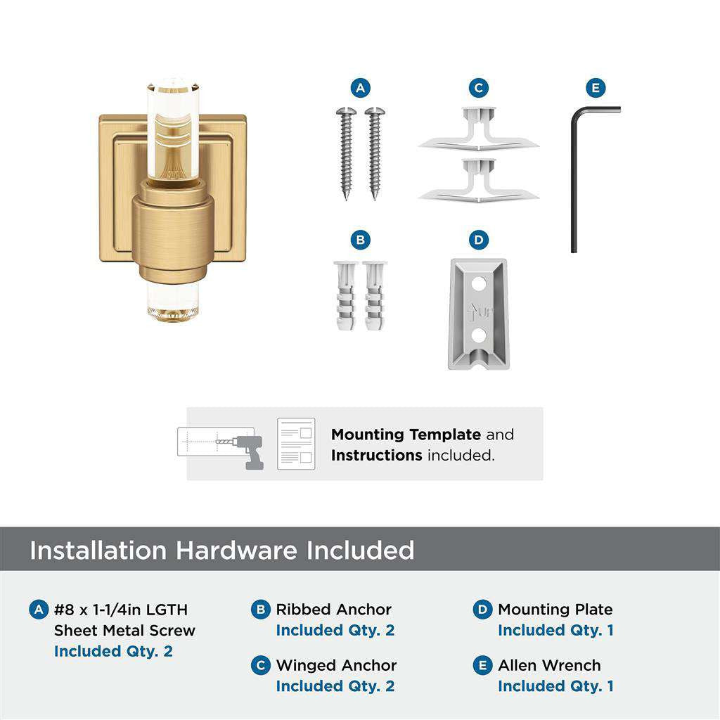 AMEROCK Glacio Single Prong Hook in Clear and Champagne Bronze BH36060CCZ Installation Hardware
