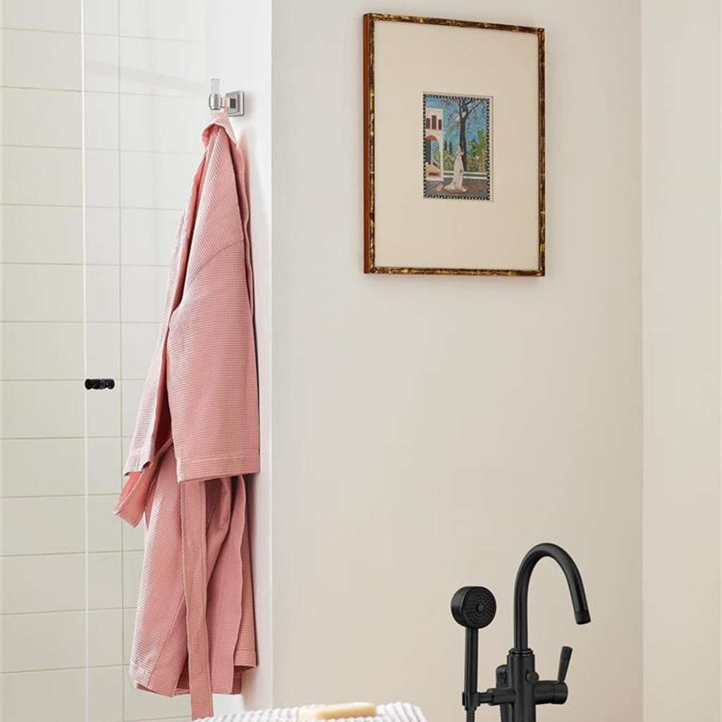 AMEROCK Glacio Single Prong Hook in Clear and Chrome BH36060C26 in Black Bathroom