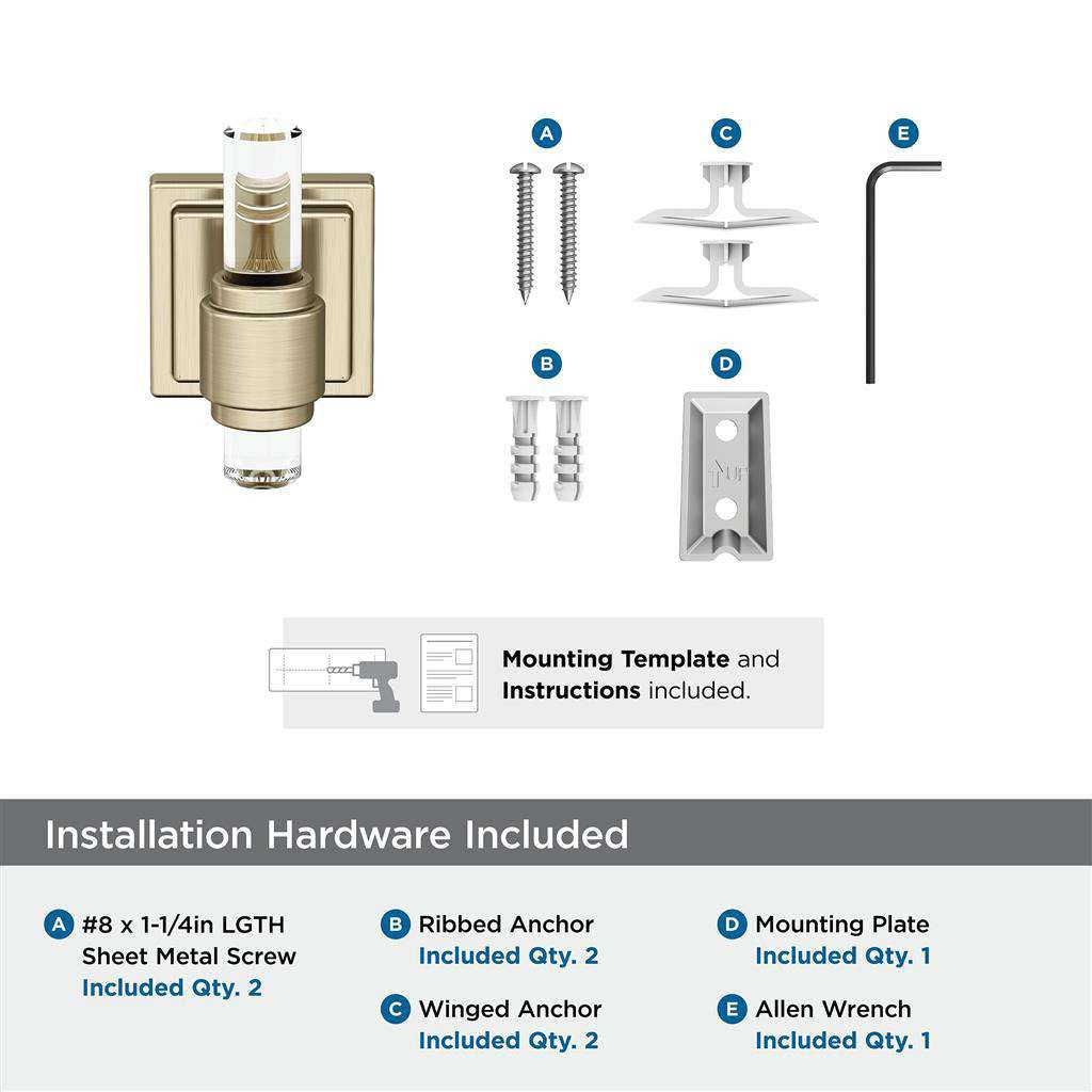 AMEROCK Glacio Single Prong Hook in Clear and Golden Champagne BH36060CBBZ Installation Hardware