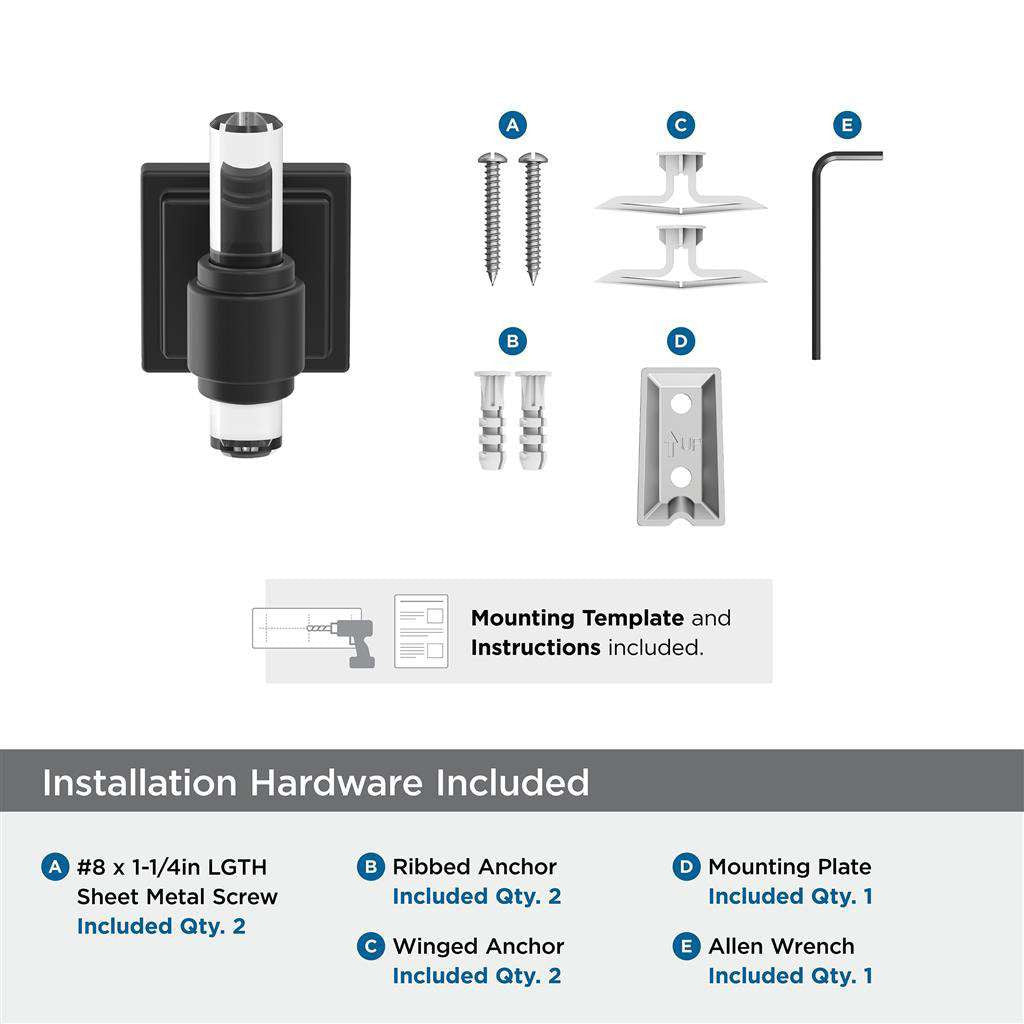 AMEROCK Glacio Single Prong Hook in Clear and Matte Black BH36060CMB Installation Hardware