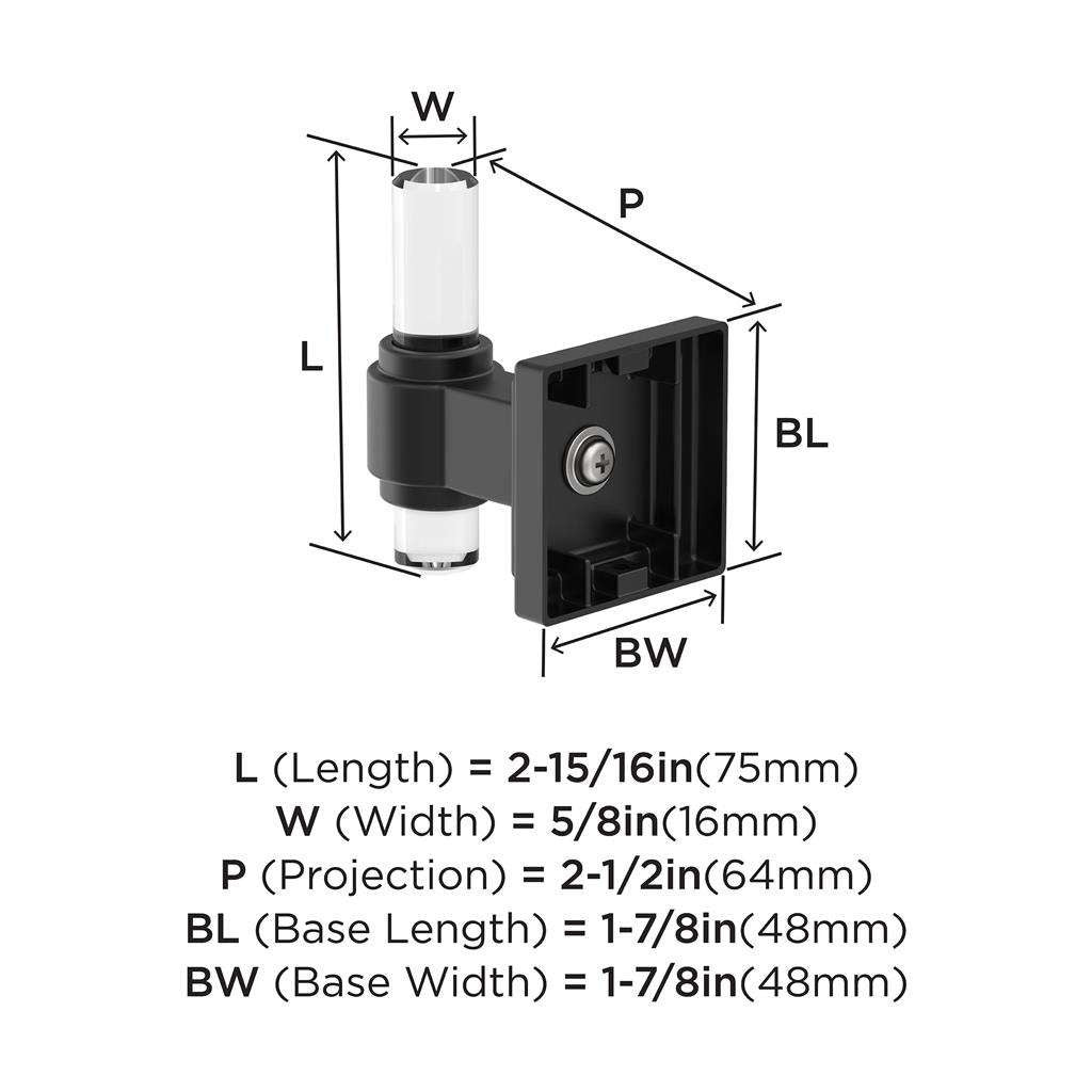 AMEROCK Glacio Single Prong Hook in Clear and Matte Black BH36060CMB Specs