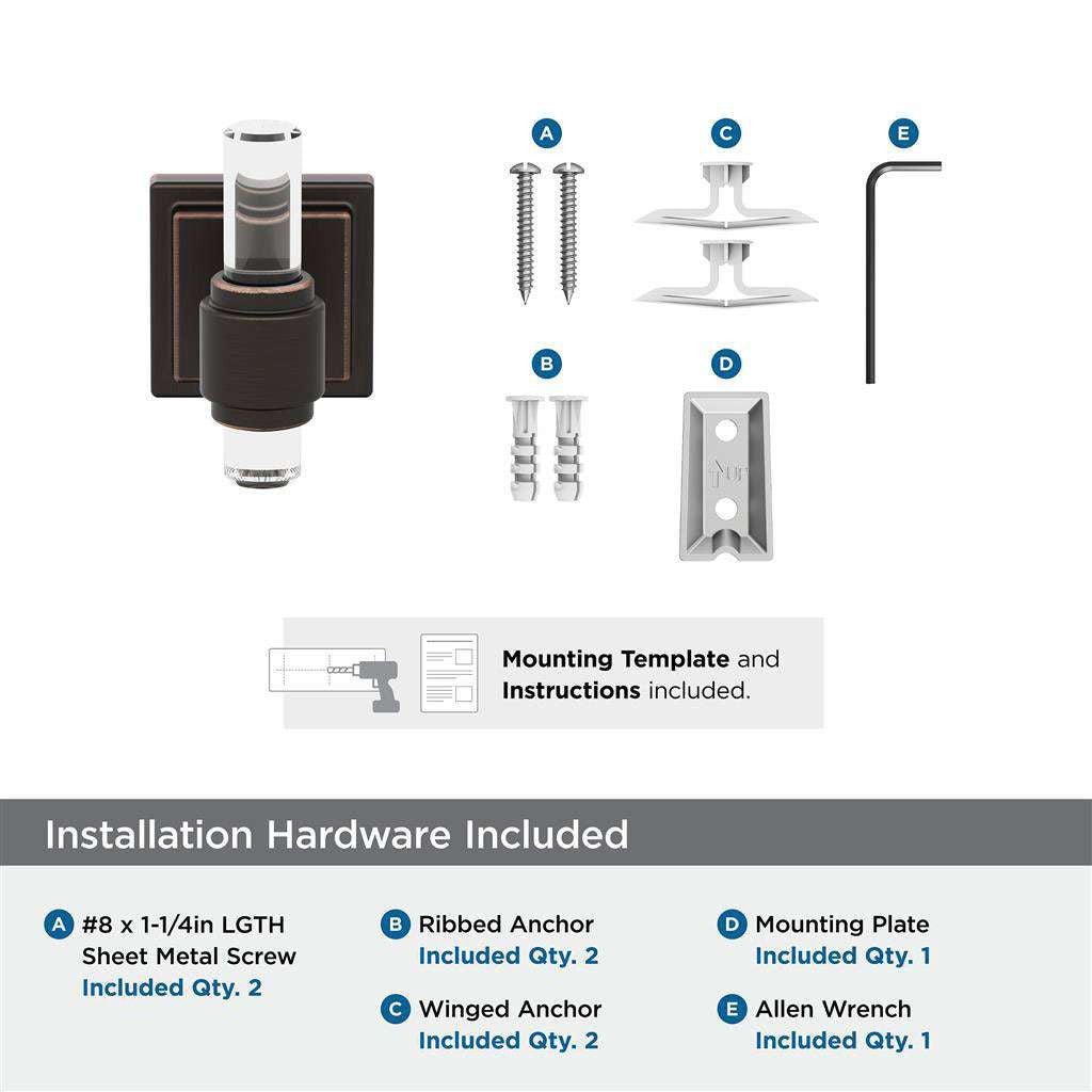 AMEROCK Glacio Single Prong Hook in Clear and Oil Rubbed Bronze BH36060CORB Installation HArdware