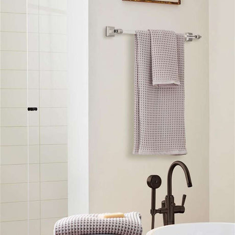 AMEROCK Glacio Towel Bar in Clear and Brushed Nickel 24" BH36064CG10 in Brown Bathroom