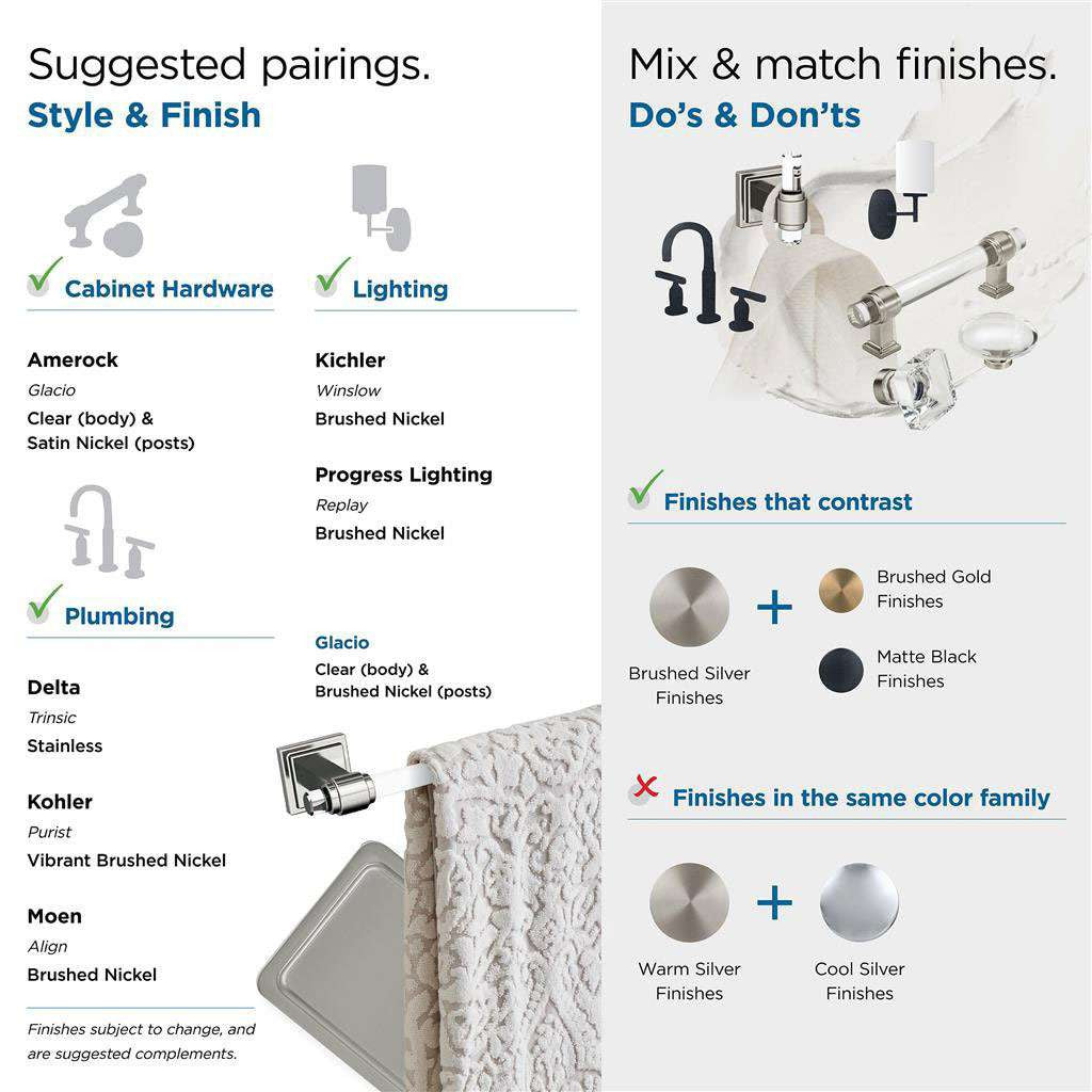 AMEROCK Glacio Towel Bar in Clear and Brushed Nickel 24" BH36064CG10 Collection