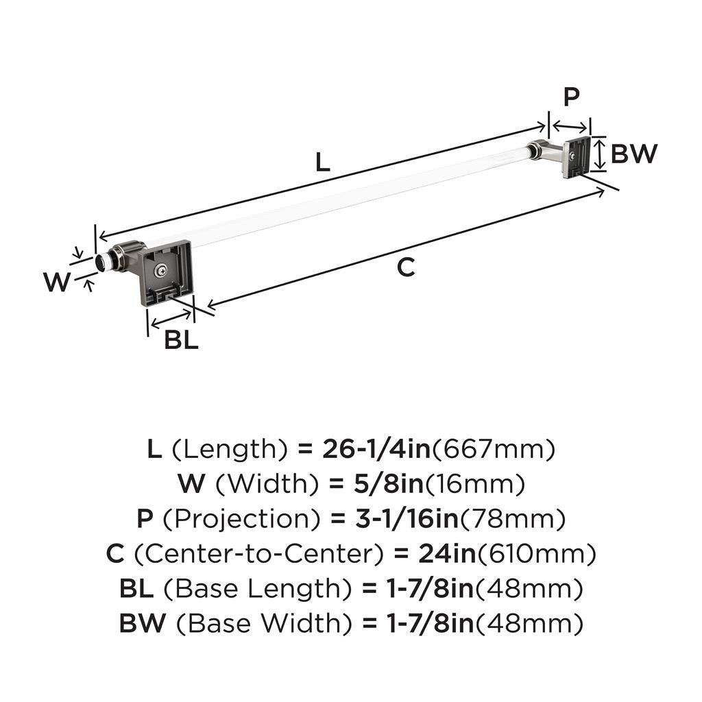 AMEROCK Glacio Towel Bar in Clear and Brushed Nickel 24" BH36064CG10 Specs