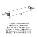 AMEROCK Glacio Towel Bar in Clear and Brushed Nickel 24" BH36064CG10 Specs