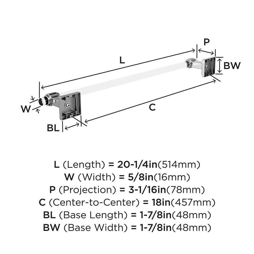 AMEROCK Glacio Towel Bar in Clear and Chrome 18" BH36063C26 Specs