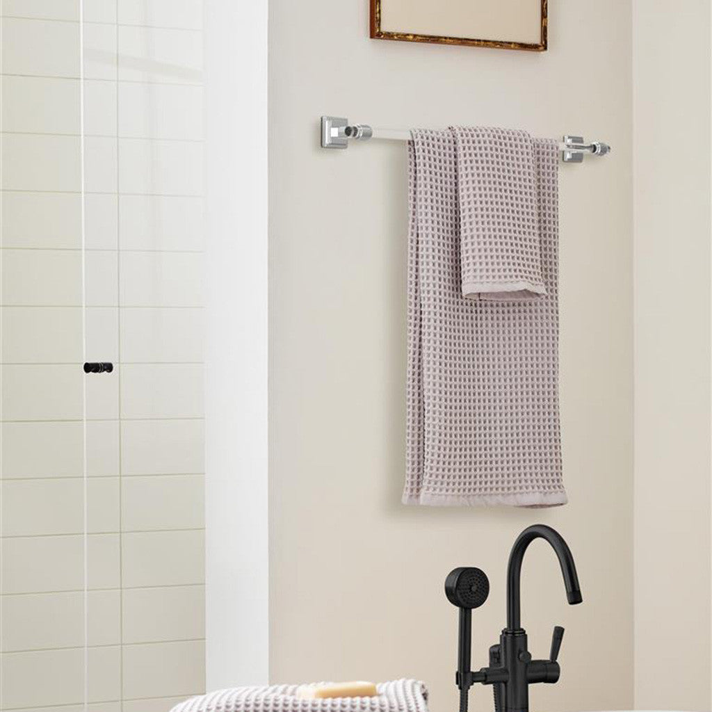AMEROCK Glacio Towel Bar in Clear and Chrome 24" BH36064C26 in Beige Bathroom