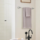 AMEROCK Glacio Towel Bar in Clear and Chrome 24" BH36064C26 in Beige Bathroom