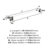AMEROCK Glacio Towel Bar in Clear and Chrome 24" BH36064C26 Specs