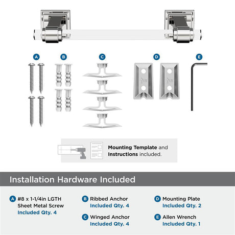AMEROCK Glacio Towel Bar in Clear and Chrome 8" BH36065C26 Installation Hardware