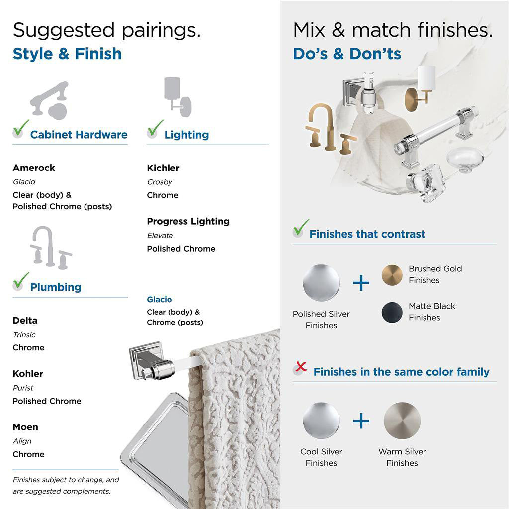 AMEROCK Glacio Towel Bar in Clear and Chrome 8" BH36065C26 Suggested Pairings