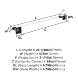 AMEROCK Glacio Towel Bar in Clear and Matte Black 24" BH36064CMB Specs