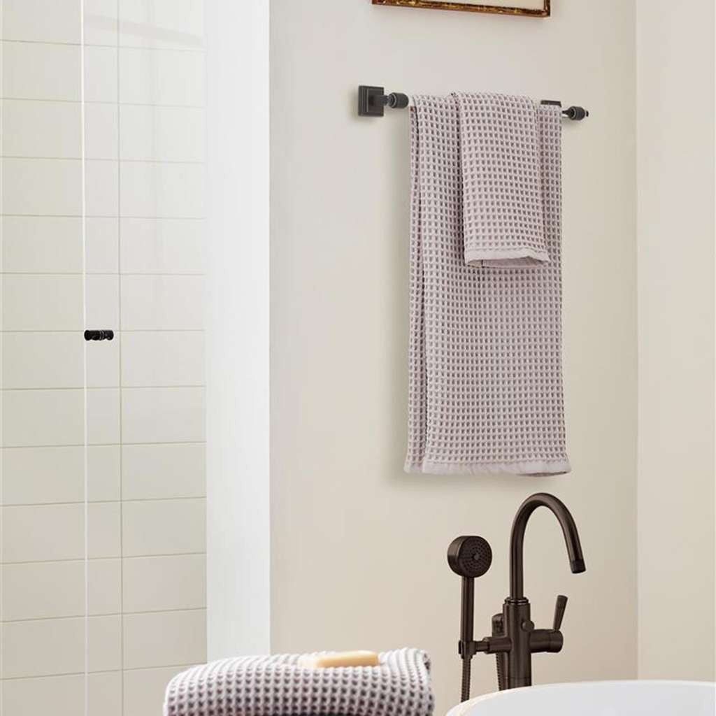 AMEROCK Glacio Towel Bar in Clear and Oil Rubbed Bronze 18" BH36063CORB in Cream Bathroom