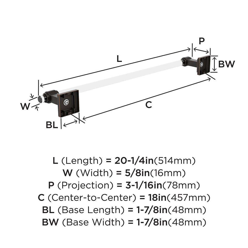 AMEROCK Glacio Towel Bar in Clear and Oil Rubbed Bronze 18" BH36063CORB Specs