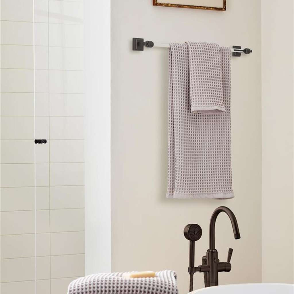 AMEROCK Glacio Towel Bar in Clear and Oil Rubbed Bronze 24" BH36064CORB in Cream Bathroom