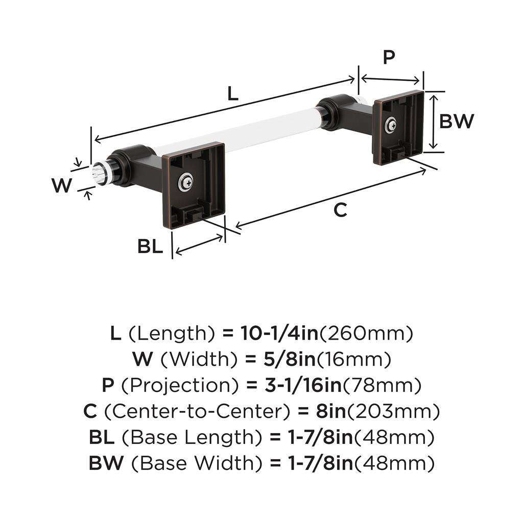 AMEROCK Glacio Towel Bar in Clear and Oil Rubbed Bronze 8" BH36065CORB Specs