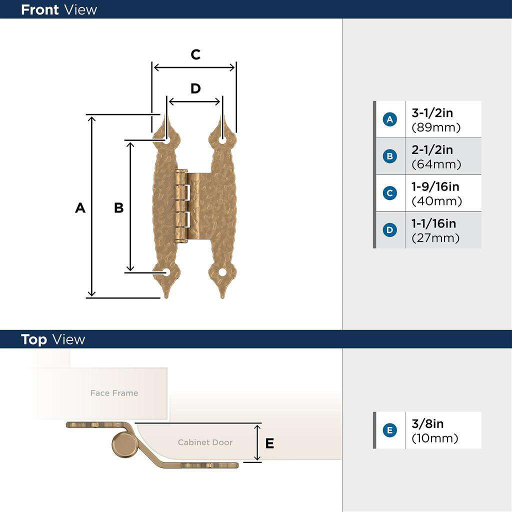 AMEROCK H-Type 3/8" Offset Cabinet Hinge (pair) in Champagne Bronze BPR3406CZ Specs