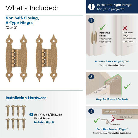 AMEROCK H-Type 3/8" Offset Cabinet Hinge (pair) in Champagne Bronze BPR3406CZ What's Included