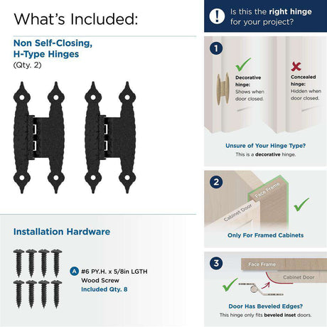 AMEROCK H-Type 3/8" Offset Cabinet Hinge (pair) in Colonial Black BPR3406CB What's Included