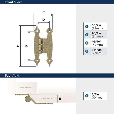 AMEROCK H-Type 3/8" Offset Cabinet Hinge (pair) in Golden Champagne BPR3406BBZ Specs