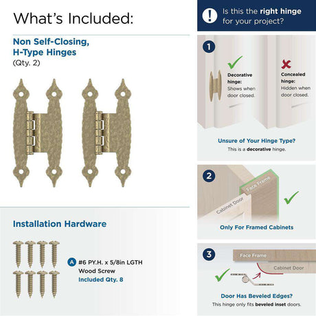 AMEROCK H-Type 3/8" Offset Cabinet Hinge (pair) in Golden Champagne BPR3406BBZ What's Included