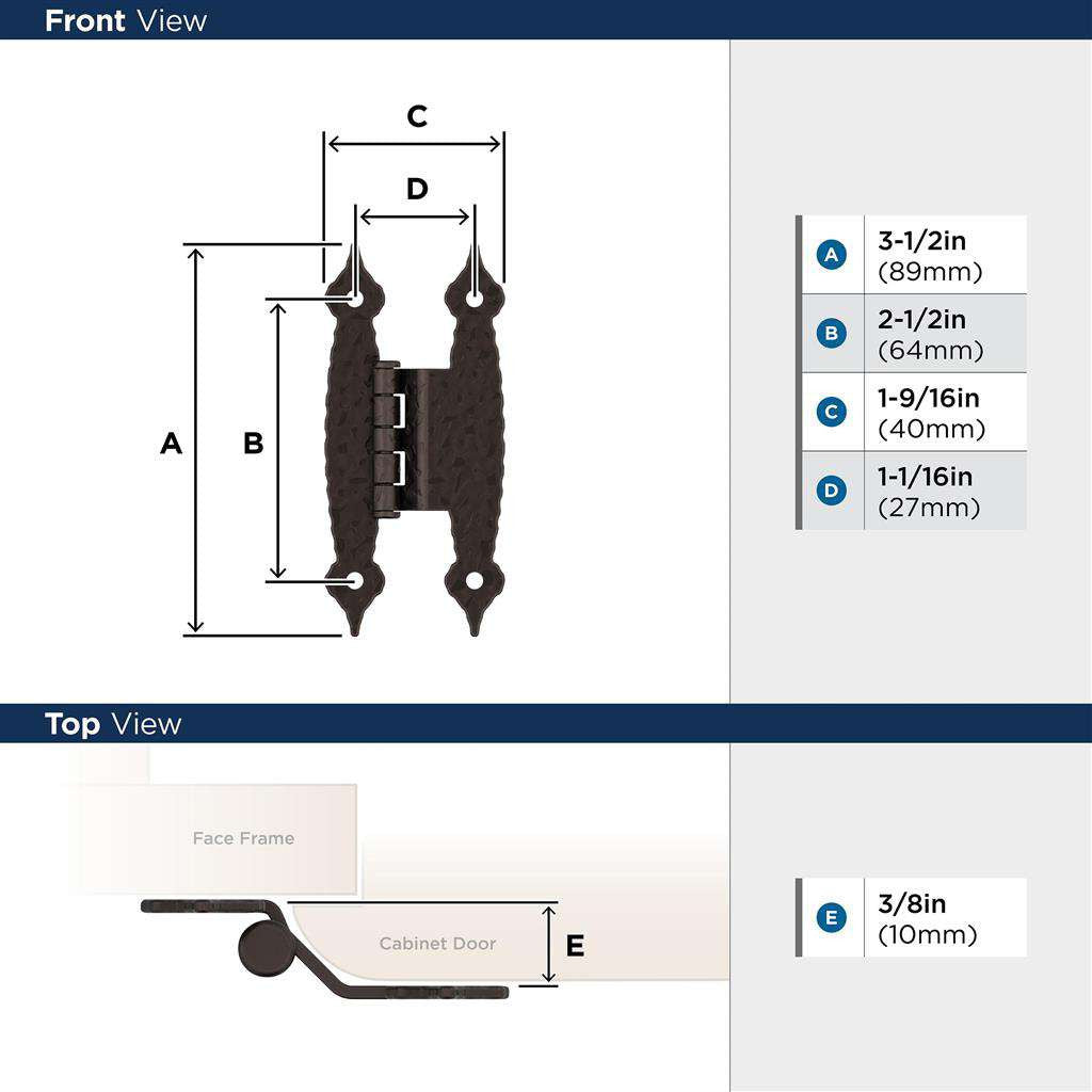 AMEROCK H-Type 3/8" Offset Cabinet Hinge (pair) in Oil Rubbed Bronze BPR3406ORB Specs