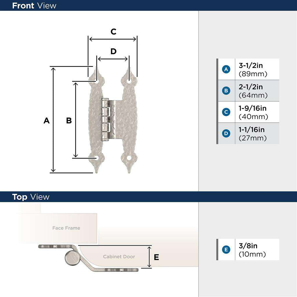 AMEROCK H-Type 3/8" Offset Cabinet Hinge (pair) in Satin Nickel BPR3406G10 Specs