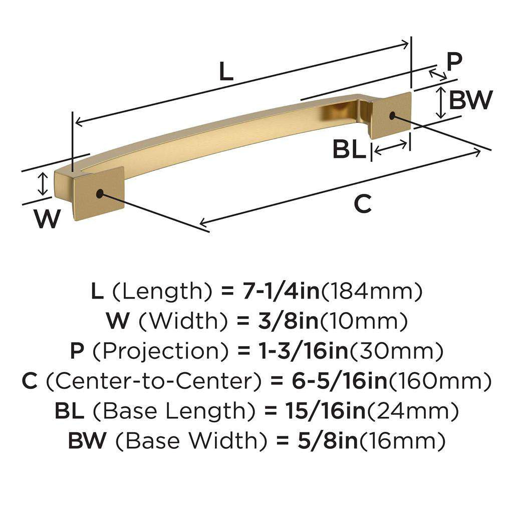 AMEROCK Incisive Cabinet Handle Pull in Champagne Bronze 160mm BP37123CZ Specs