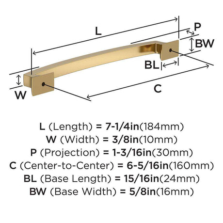 AMEROCK Incisive Cabinet Handle Pull in Champagne Bronze 160mm BP37123CZ Specs
