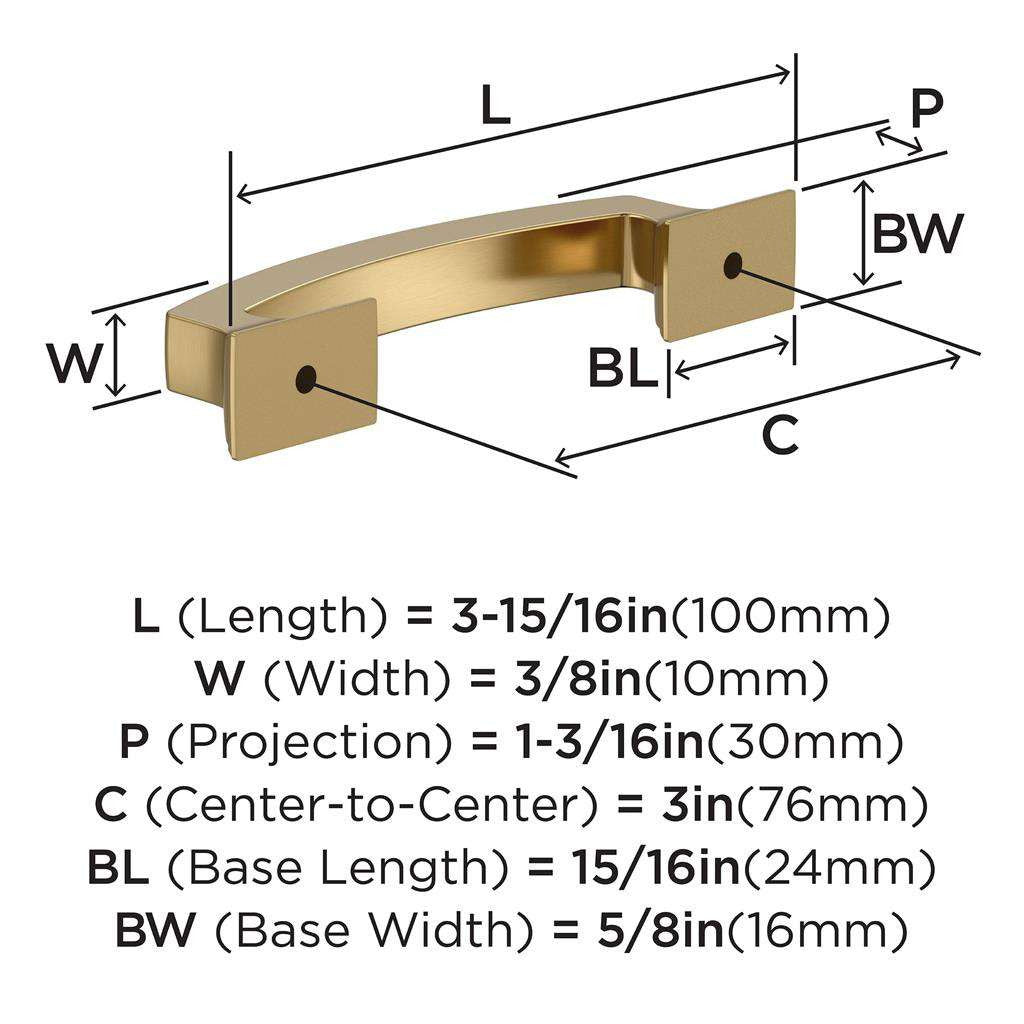 AMEROCK Incisive Cabinet Handle Pull in Champagne Bronze 3" BP37120CZ Specs