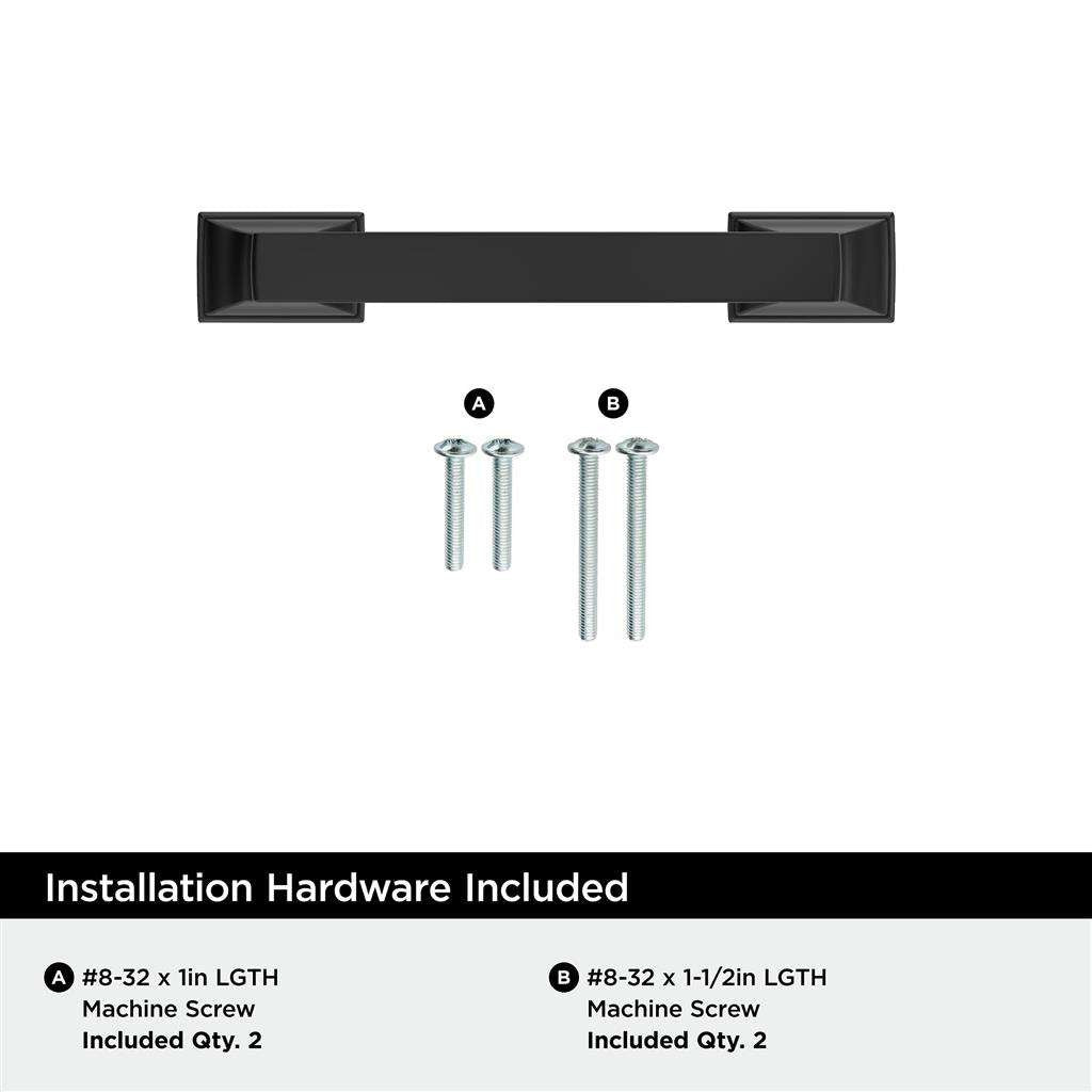 AMEROCK Incisive Cabinet Handle Pull in Matte Black 3" BP37120MB Installation Hardware