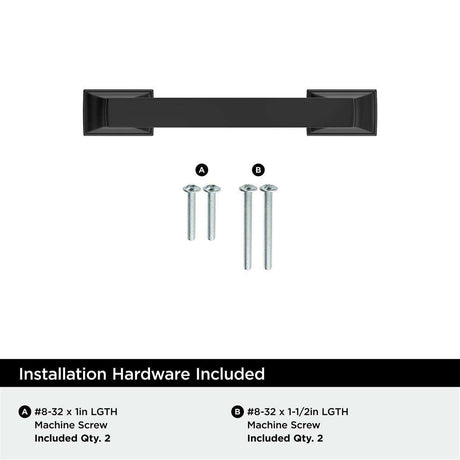 AMEROCK Incisive Cabinet Handle Pull in Matte Black 3" BP37120MB Installation Hardware