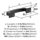 AMEROCK Incisive Cabinet Handle Pull in Matte Black 3" BP37120MB Specs