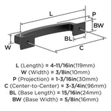 AMEROCK Incisive Cabinet Handle Pull in Matte Black 96mm BP37121MB Specs