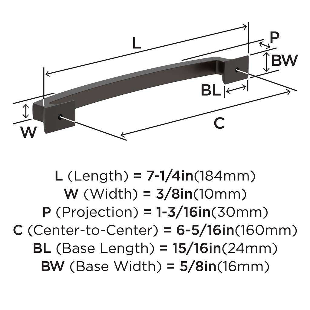 AMEROCK Incisive Cabinet Handle Pull in Oil Rubbed Bronze 160mm BP37123ORB Specs
