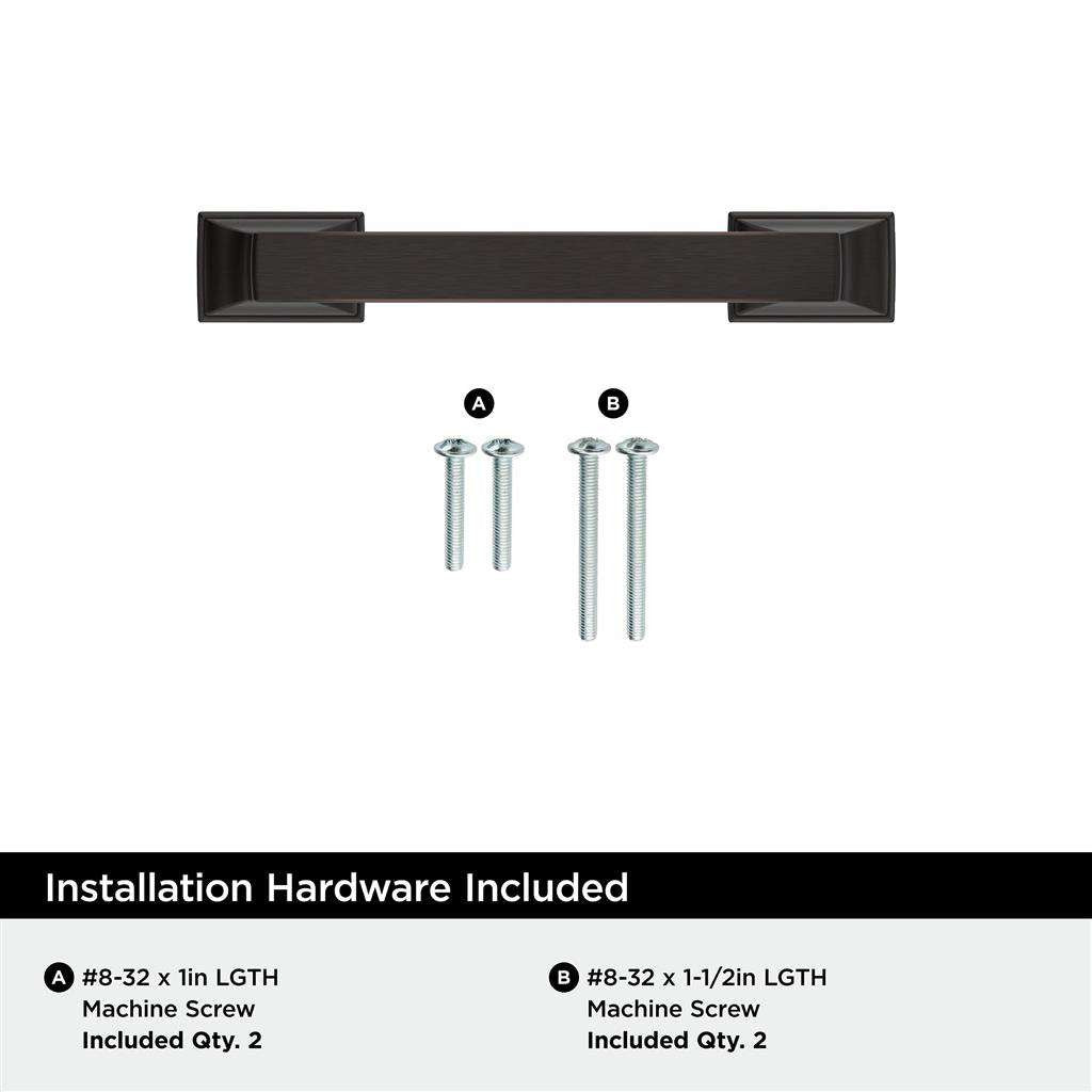 AMEROCK Incisive Cabinet Handle Pull in Oil Rubbed Bronze 3" BP37120ORB Installation Hardware