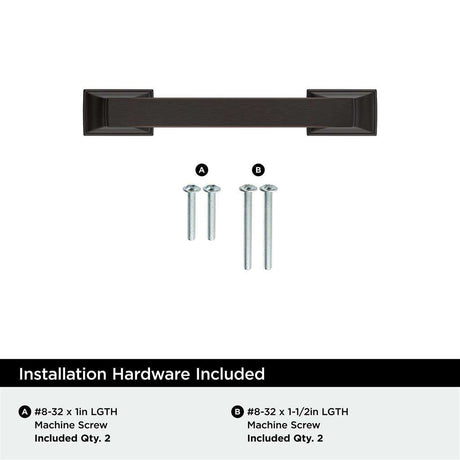 AMEROCK Incisive Cabinet Handle Pull in Oil Rubbed Bronze 3" BP37120ORB Installation Hardware