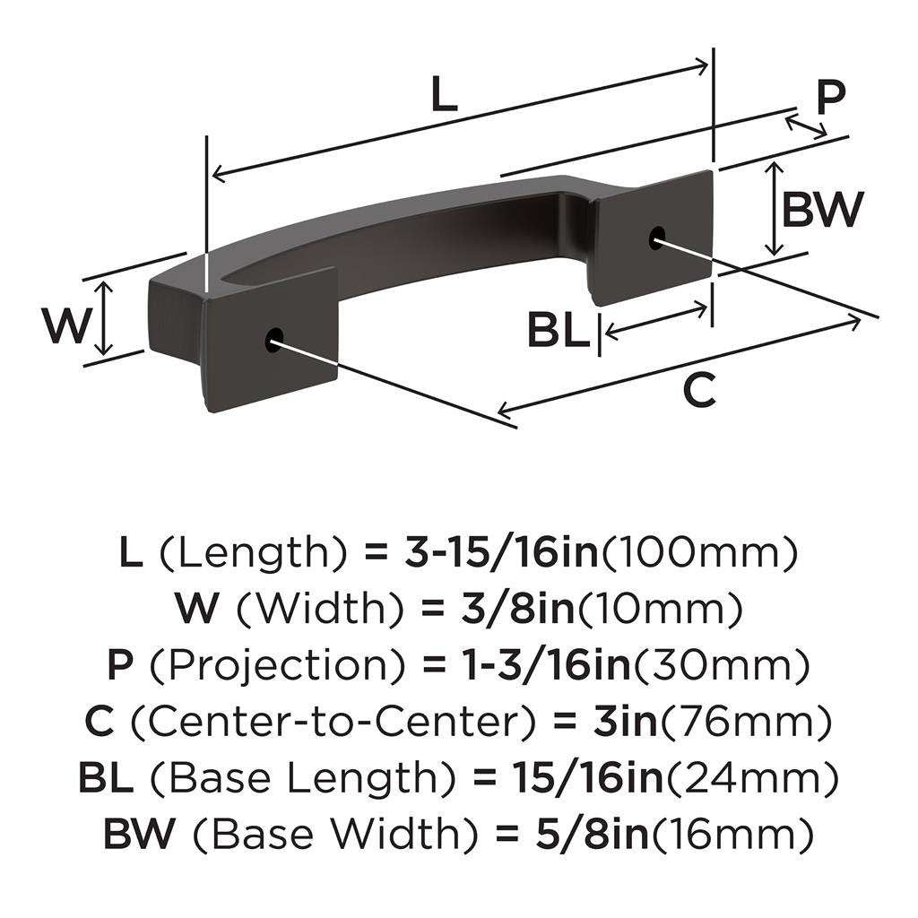 AMEROCK Incisive Cabinet Handle Pull in Oil Rubbed Bronze 3" BP37120ORB Specs