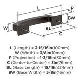 AMEROCK Incisive Cabinet Handle Pull in Oil Rubbed Bronze 3" BP37120ORB Specs