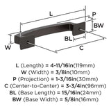 AMEROCK Incisive Cabinet Handle Pull in Oil Rubbed Bronze 96mm BP37121ORB Specs