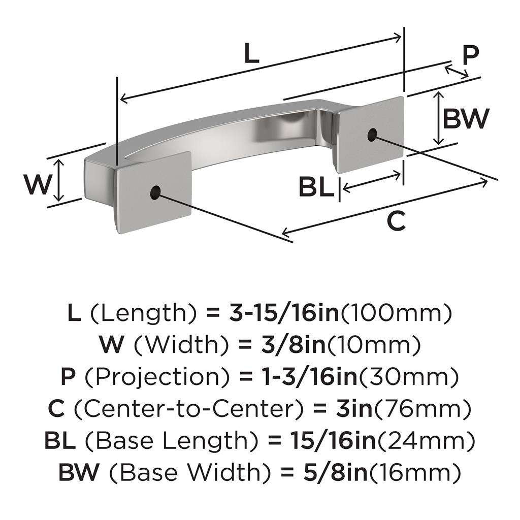 AMEROCK Incisive Cabinet Handle Pull in Polished Chrome 3" BP3712026 Specs